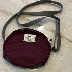 Roka Paddington Sustainable Nylon Cross Body Bag - Burgundy Gray